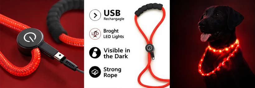 🔴 GlowDog LED Hundebånd – Se og bli sett 🌙🐕
