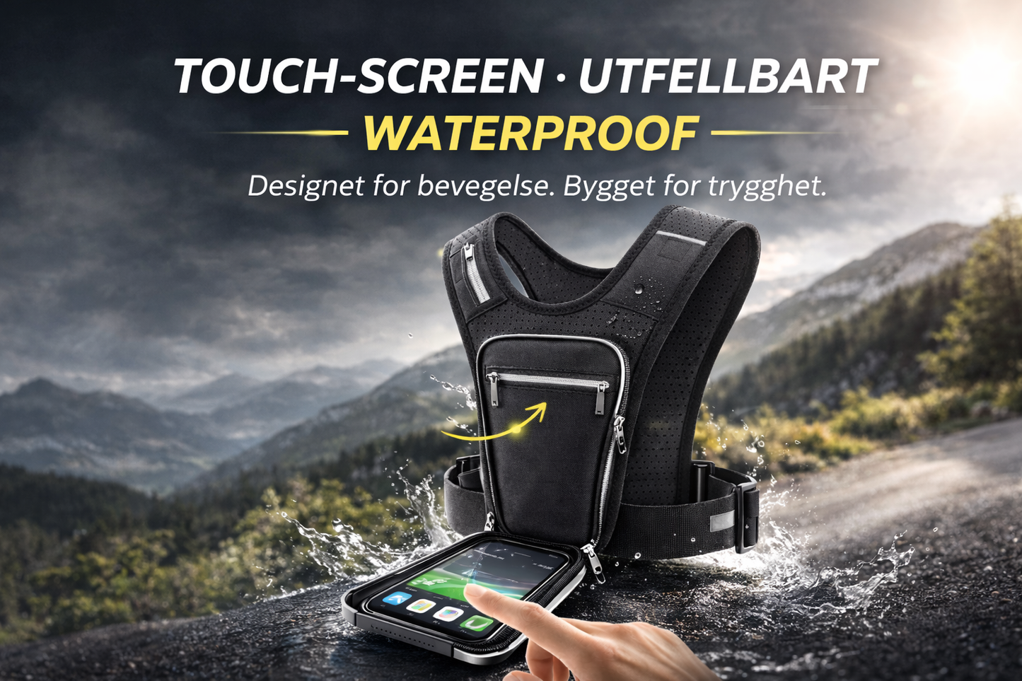 Løpevest med Vanntett Telefonlomme & Touch-Skjerm – Pustende Neopren